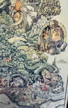 Load image into Gallery viewer, Poster mewn ffrâm o Fap Cymru y Mabinogion, wedi'i ddarlunio gan Margaret Jones ym 1986 / Framed poster of the Mabinogion Map of Wales illustrated by Margaret Jones in 1986