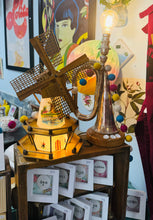 Load image into Gallery viewer, Hen olau Melin Wynt o’r Iseldiroedd wedi ei wneud â llaw yn y 60au a gyda golau newydd tu mewn/ Old handmade Windmill lights from Holland in the 60s with new light fittings