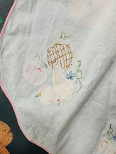 Load image into Gallery viewer, Ffedog Hanner Vintage Retro linen ffrwythau wedi eu gwnio â llaw yn y 60au / Vintage Retro linen hand sewn fruit half apron from the 60s