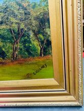 Load image into Gallery viewer, Darlun olew ar ganfas o Bont Borth gan E. Hughes mewn ffrâm aur / Oil on canvas painting of Menai Suspension Bridge in a gold frame