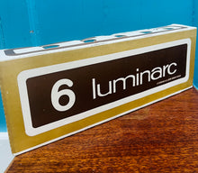 Load image into Gallery viewer, 6 gwydryn tal Retro morwrol Luminarc Ffrengig yn eu bocs gwreiddiol / Retro 6 nautical Luminarc French tumblers in their original box