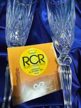 Load image into Gallery viewer, Set o 6 gwydryn champagne flute Royal Crystal Rock Cristallo Al Piombi 24% Crisial yn eu bocs gwreiddiol / Set of 6 Royal Crystal Rock Cristallo Al Piombi 24% Crystal champagne flutes in original box