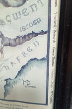 Load image into Gallery viewer, Poster mewn ffrâm o Fap Cymru y Mabinogion, wedi'i ddarlunio gan Margaret Jones ym 1986 / Framed poster of the Mabinogion Map of Wales illustrated by Margaret Jones in 1986