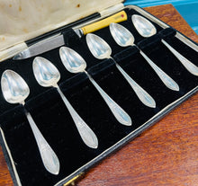 Load image into Gallery viewer, Set o 6 llwy grawnffrwyth a chyllell finiog Vintage yn eu bocs gwreiddiol / Set of 6 Vintage grapefruit spoons and serrated knive  in their original box