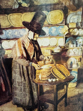 Load image into Gallery viewer, Print Vintage o ddarlun  ‘Market day in old Wales’ o 1910 gan Sydney Curnow Vosper wedi’i framio / Framed vintage print of the 1910 painting ‘Market day in old Wales’  by Sydney Curnow Vosper

