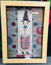 Load image into Gallery viewer, Ffrâm Cadi y Ladi Gymreig wedi’i frodio â llaw / Framed hand embroidered Cadi the Welsh Lady
