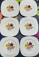 Load image into Gallery viewer, Set o 6 plat blodeuog Vintage Alfred Meakin / Set of 6 Vintage floral Alfred Meakin plates
