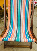 Load image into Gallery viewer, ‘Deckchair’ Vintage gyda defnydd streipiog / Vintage striped fabric deckchair
