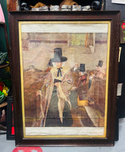 Load image into Gallery viewer, Print Vintage o ddarlun enwog ‘Salem’ o 1907 gan Sydney Curnow Vosper mewn ffrâm bren fawr o festri Capel Cymreig / Large Antique framed vintage print of the famous 1907 painting ‘Salem’ by Sydney Curnow Vosper from a Welsh Chapel Vestry
