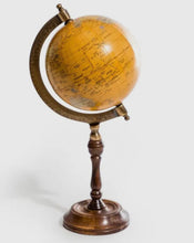 Load image into Gallery viewer, Globe brown ar goes pren / Brown globe on wooden stand

