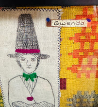 Load image into Gallery viewer, Ffrâm Gwenda y Ladi Gymreig wedi’i frodio â llaw / Framed hand embroidered Gwenda the Welsh Lady
