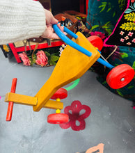 Load image into Gallery viewer, Treic / Beic pren glas a coch Vintage o’r 80au / Vintage 1980s Wooden blue and red Trike / Bike
