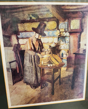 Load image into Gallery viewer, Print Vintage o ddarlun  ‘Market day in old Wales’ o 1910 gan Sydney Curnow Vosper wedi’i framio / Framed vintage print of the 1910 painting ‘Market day in old Wales’  by Sydney Curnow Vosper
