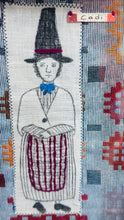 Load image into Gallery viewer, Ffrâm Cadi y Ladi Gymreig wedi’i frodio â llaw / Framed hand embroidered Cadi the Welsh Lady
