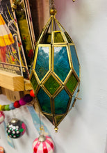 Load image into Gallery viewer, Lantern gwydr turquoise steil Moroccan / Moroccan turquoiseglass lantern
