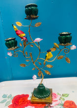 Load image into Gallery viewer, Daliwr canhwyllau addurnedig aml-gangen cast iron ar ffurf parot / Cast iron ornate multi branch Parrot candle holder
