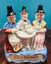 Load image into Gallery viewer, Ornament ‘Welsh Tea Party’ tair Ladi Cymreig Hynafol o’r 19fed ganrif / Antique ‘Welsh Tea Party’ three Welsh Ladies ornament from the 19th century
