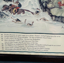 Load image into Gallery viewer, Poster mewn ffrâm o Fap Cymru y Mabinogion, wedi'i ddarlunio gan Margaret Jones ym 1986 / Framed poster of the Mabinogion Map of Wales illustrated by Margaret Jones in 1986
