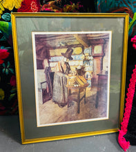 Load image into Gallery viewer, Print Vintage o ddarlun  ‘Market day in old Wales’ o 1910 gan Sydney Curnow Vosper wedi’i framio / Framed vintage print of the 1910 painting ‘Market day in old Wales’  by Sydney Curnow Vosper
