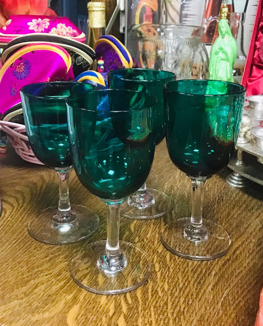 Gwydrau Gwîn/Port  Vintage lliw gwyrddlas / Vintage Aquamarine Wine/Port glasses