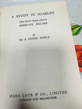 Load image into Gallery viewer, Argraffiad cyntaf o lyfr ‘A study in Scarlet’ gan Sir A.Conan Doyle - stori cyntaf Sherlock Holmes o 1961 / First edition of the book ‘A Study in Scarlet’ by Sir A. Conan Doyle – the first Sherlock Holmes story, from 1961
