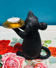 Load image into Gallery viewer, Daliwr canhwyll fechan llygoden ddu / Black mouse tea light holder
