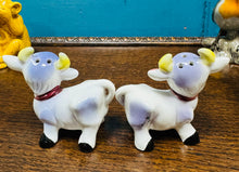 Load image into Gallery viewer, Potiau halen a pupur seramig Kitsch siâp gwartheg Jersey o Siapan yn y 50au / Japanese Kitsch Jersey cow shaped ceramic salt and pepper pots from the 50s
