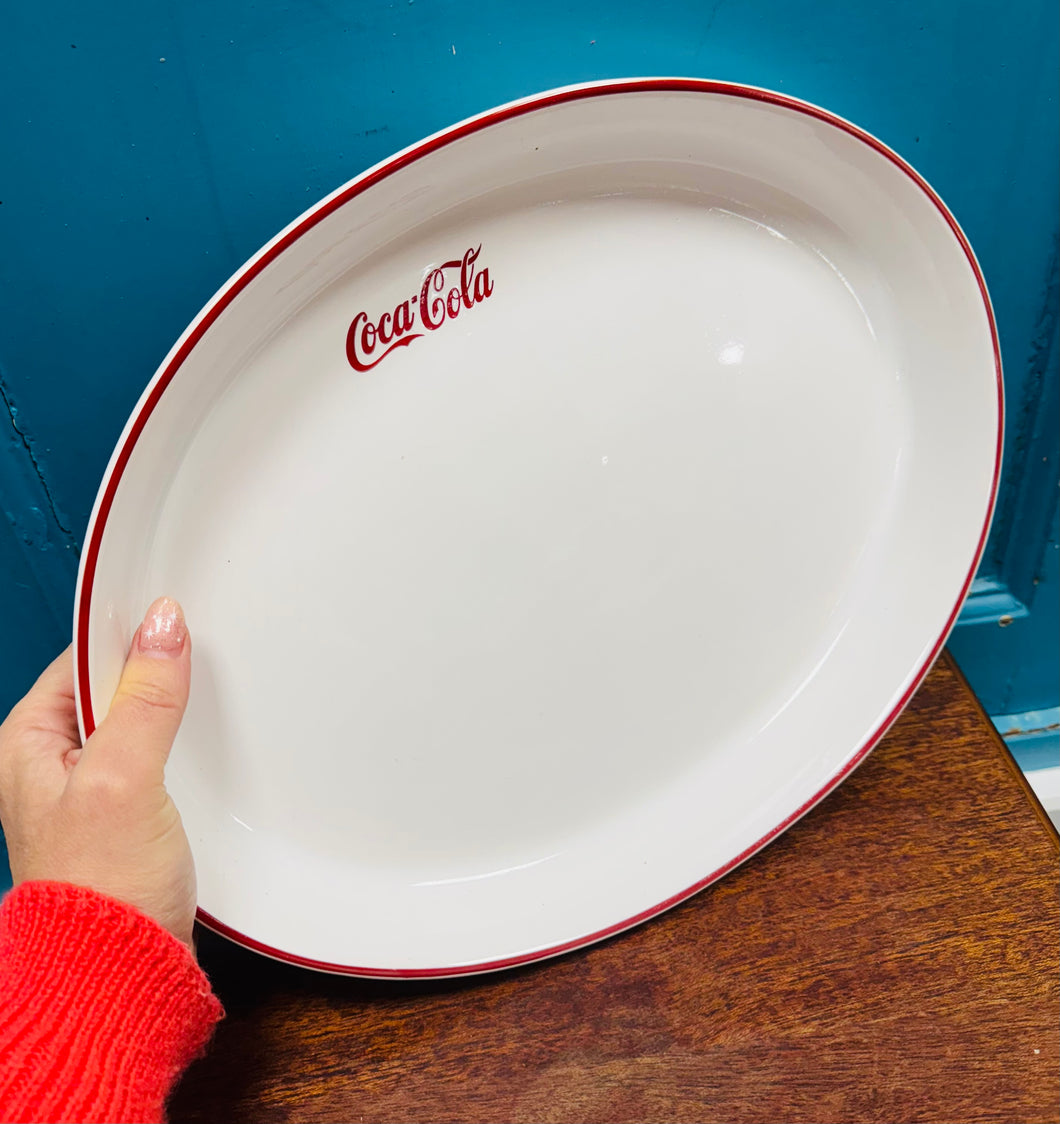 Dysgl pobi hirgrwm Coca-Cola Retro prin / Rare Retro Coca-Cola oval baking dish