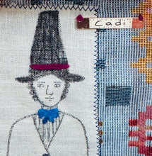 Load image into Gallery viewer, Ffrâm Cadi y Ladi Gymreig wedi’i frodio â llaw / Framed hand embroidered Cadi the Welsh Lady
