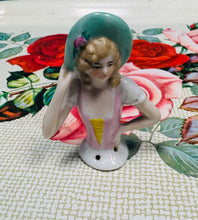 Load image into Gallery viewer, Hanner Ladi seramig pin cushion Vintage / Vintage ceramic Antique half Lady pin cushion
