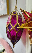 Load image into Gallery viewer, Lantern gwydr piws steil Moroccan / Moroccan purple glass lantern
