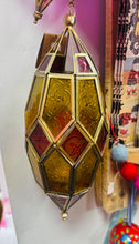 Load image into Gallery viewer, Lantern gwydr melyn a coch steil Moroccan / Moroccan yellow and red glass lantern
