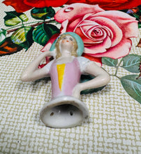 Load image into Gallery viewer, Hanner Ladi seramig pin cushion Vintage / Vintage ceramic Antique half Lady pin cushion
