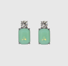 Load image into Gallery viewer, Clustlysau Dwy Em Bychan Mint a Clir / Mini Twin Gem Earring Mint and Clear
