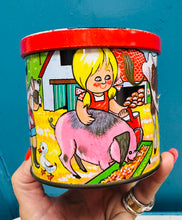 Load image into Gallery viewer, Tin fferins Blue Bird Confectionery ’Down on the Farm’ o’r 60au / Vintage Blue Bird Confectionery ‘Down on the Farm’ 1960&#39;s sweet tin

