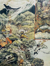 Load image into Gallery viewer, Poster mewn ffrâm o Fap Cymru y Mabinogion, wedi'i ddarlunio gan Margaret Jones ym 1986 / Framed poster of the Mabinogion Map of Wales illustrated by Margaret Jones in 1986
