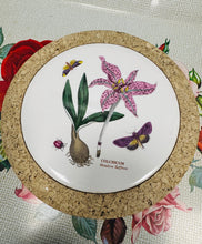 Load image into Gallery viewer, Teilsen trivet seramig crwn Portmeirion 'Meadow Saffron' Vintage / Ceramic Vintage Portmeirion round ‘Meadow Saffron’ tile trivet
