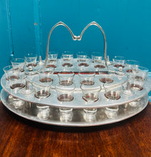 Load image into Gallery viewer, Set cymun Hynafol o gapel Cymreig gyda 24 gwydryn bach / Antique communion set from a Welsh chapel with 24 small glasses
