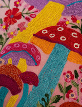 Load image into Gallery viewer, Clustog pinc Caws Llyffant wedi’i frodio / Pink Embroidered Toadstools Cushion
