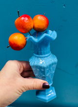 Load image into Gallery viewer, Vase glas bychan ‘Opaline milk glass’ Hynafol / Antique small blue Opaline milk glass vase
