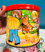 Load image into Gallery viewer, Tin fferins Blue Bird Confectionery ’Down on the Farm’ o’r 60au / Vintage Blue Bird Confectionery ‘Down on the Farm’ 1960&#39;s sweet tin

