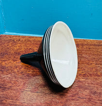 Load image into Gallery viewer, Twmffat ceramic du a gwyn Hynafol prin / Rare Antique black and white ceramic funnel
