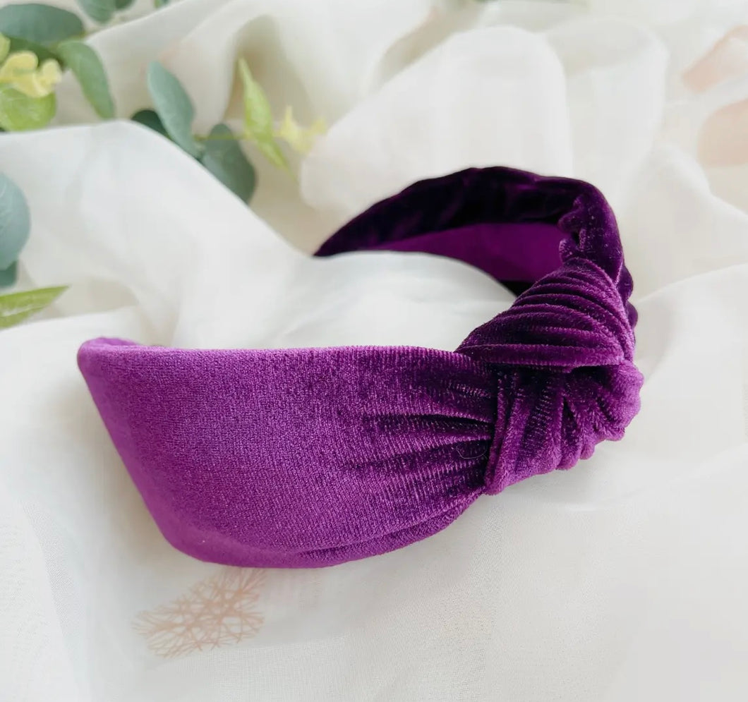 Band gwallt melfed moethus piws / Purple luxury velvet headband
