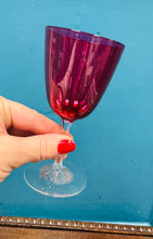 Load image into Gallery viewer, 3 gwydryn gwin bach / sherry / port Cranberry coch / 3 small wine / sherry /port red Cranberry glasses
