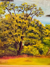 Load image into Gallery viewer, Darlun olew ar ganfas o Bont Borth gan E. Hughes mewn ffrâm aur / Oil on canvas painting of Menai Suspension Bridge in a gold frame
