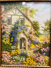 Load image into Gallery viewer, Darlun bwthyn Vintage mewn ffrâm bren aur addurniedig / Vintage cottage picture in an ornate gold wooden frame
