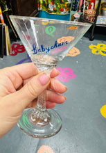 Load image into Gallery viewer, Gwydyr Martini Babycham prin o’r 70au / Rare Babycham Martini Glass from the 70s
