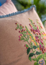 Load image into Gallery viewer, Clustog blodau gwyllt wedi eu brodio â llaw / Hand embroidered wildflowers cushion
