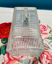 Load image into Gallery viewer, Dysgl gwydr Art Deco pressed dal menyn / Art Deco glass pressed butter dish
