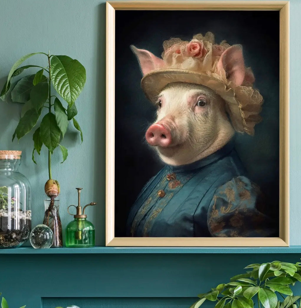 Prints portread o Ladi Mochyn / Portrait print of a Lady Pig
